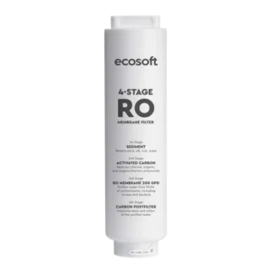 Originele Ecosoft 4-in-1 RO-vervangingscartridge voor de SPARK, met op het etiket de vier filtratiestappen